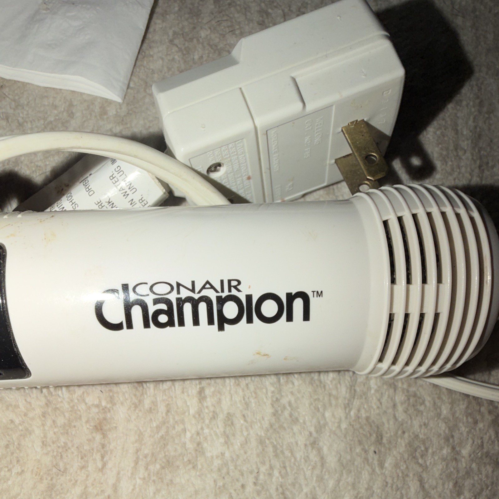 Conair Champion Curling Brush 1 in Barrel Adjustable Heat 20W White BC03R