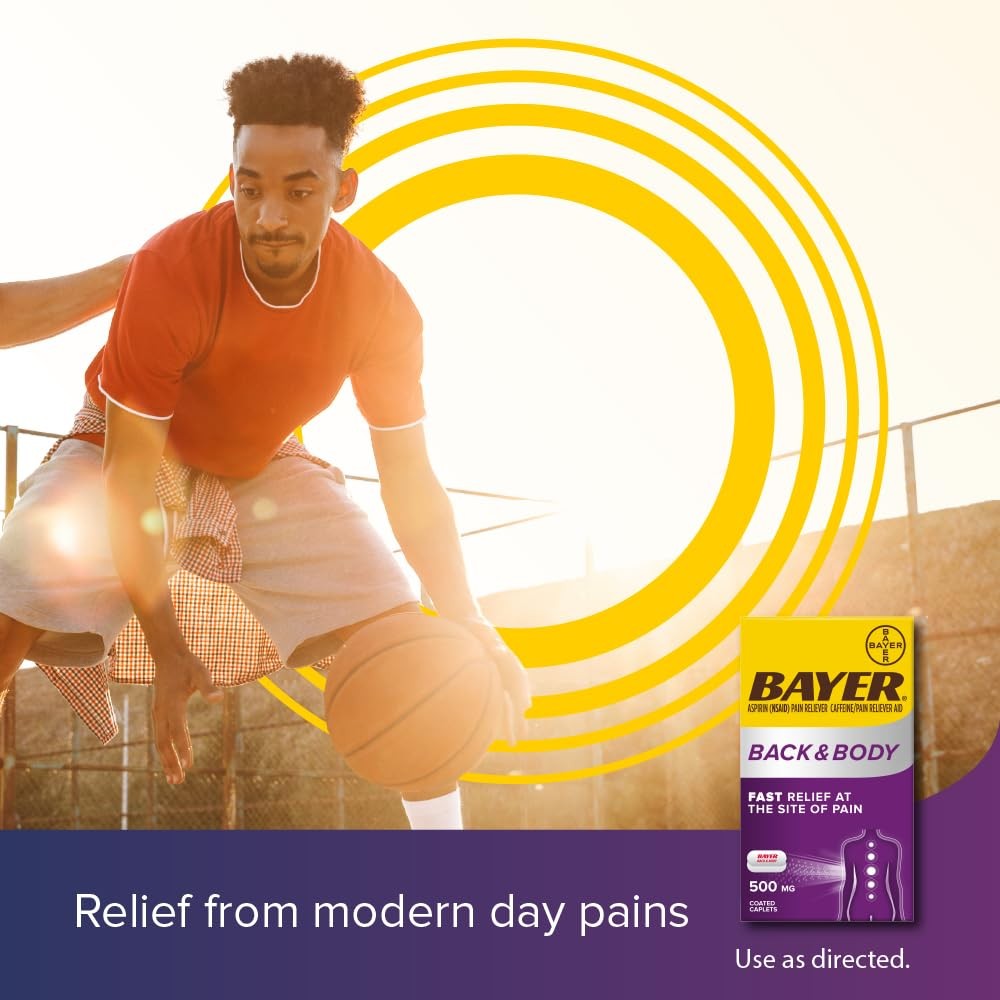 Bayer Back & Body 500mg Aspirin Plus Caffeine 200 Count (Pack of 1), White