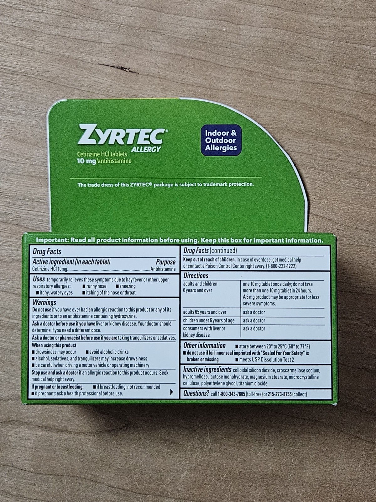 Zyrtec Allergy Indoor & Outdoor Allergies 90 Tablets 10 mg each Expires 06/2028