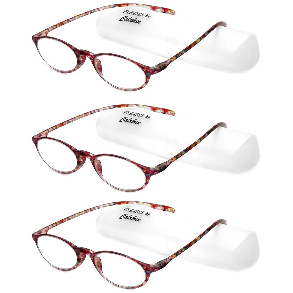 Calabria 719 Flexie Oval Reading Glasses +6.00 Multi Colorful (3pack) Men/Women