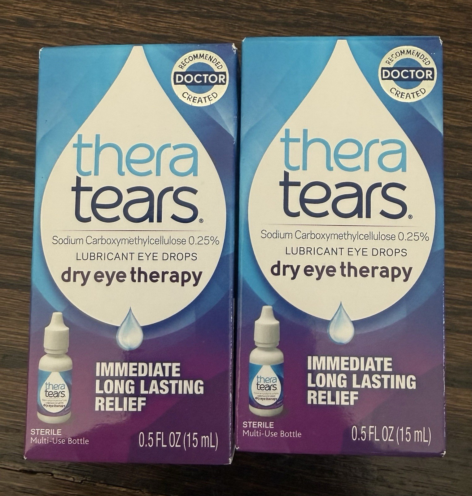 2 Pack Of Thera Tears Dry Eye Therapy Lubricant Eye Drops 0.5 fl Oz Exp: 09/2026
