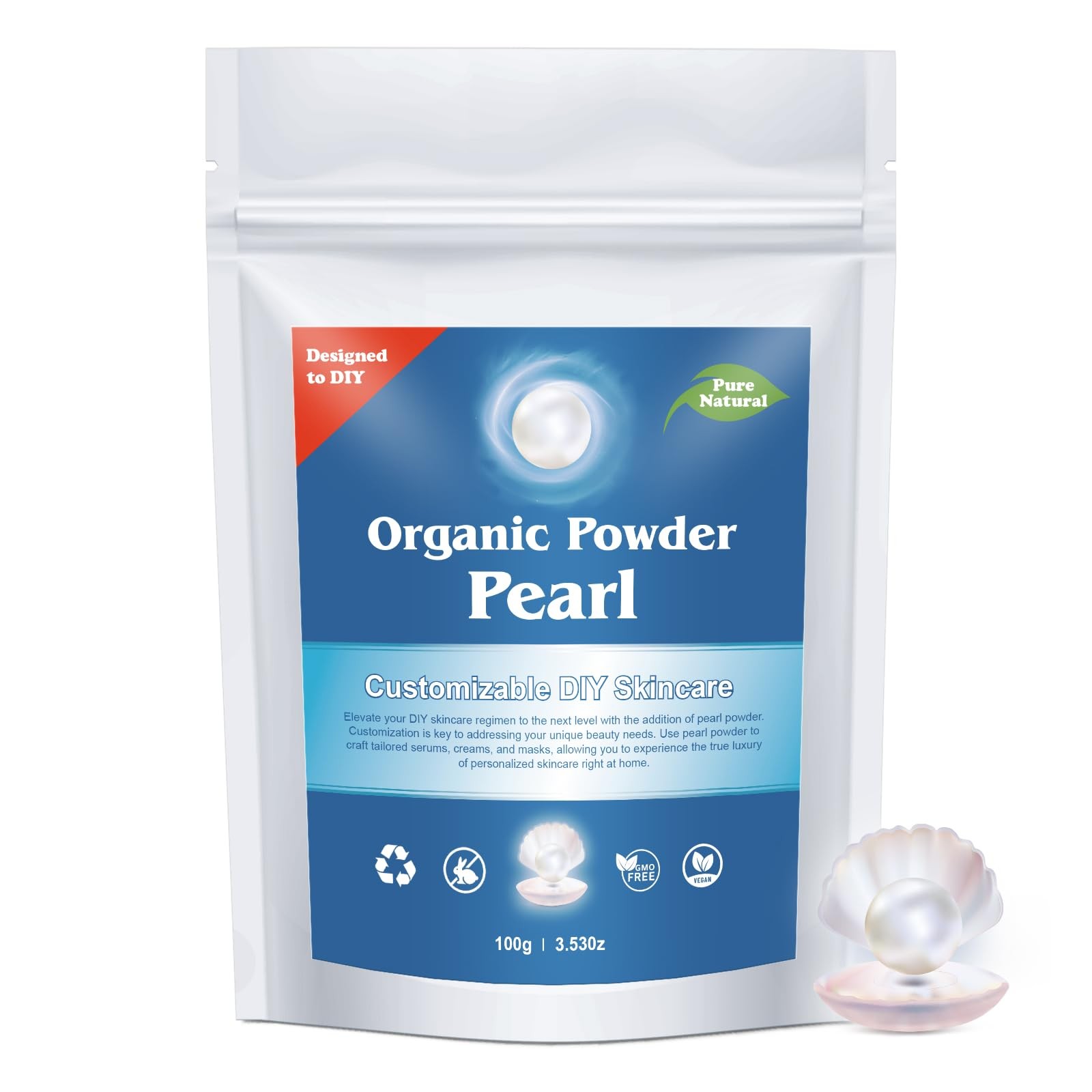 Freshwater Pearl Powder for DIY Skincare,Brightening,Pore Minimizer,Anti-Agin…