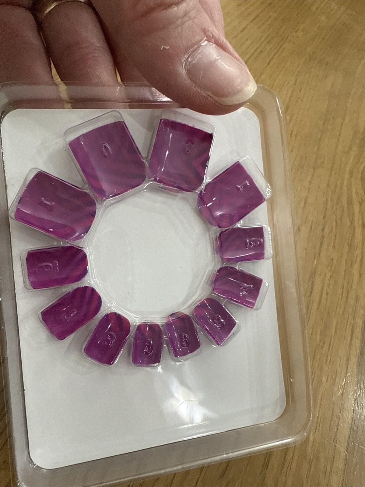 Purple/Pink /yellow Edge Press on Nails 24 Nails Short Round New! No Glue Needed