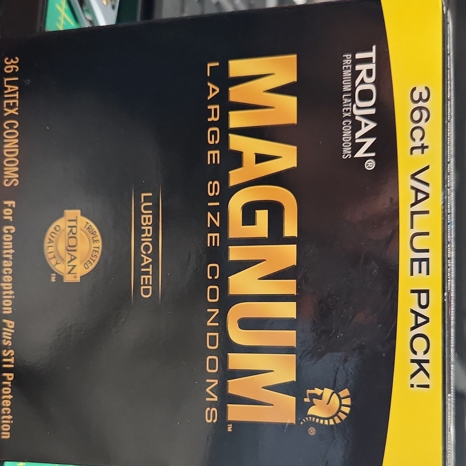 Trojan Magnum Large Size Lubricated Latex Male Condoms, Neutral, 36 Pack