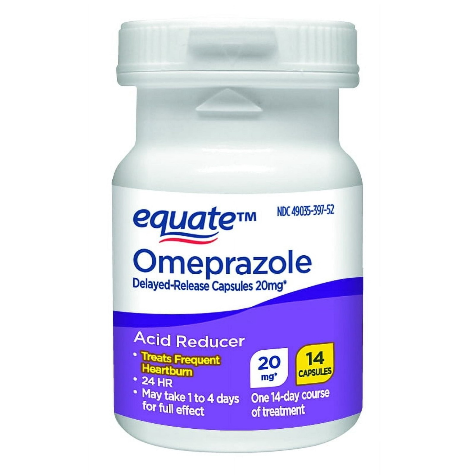 Equate Omeprazole Delayed Release Acid Reducer 20 mg 42 Ct Pack of 3