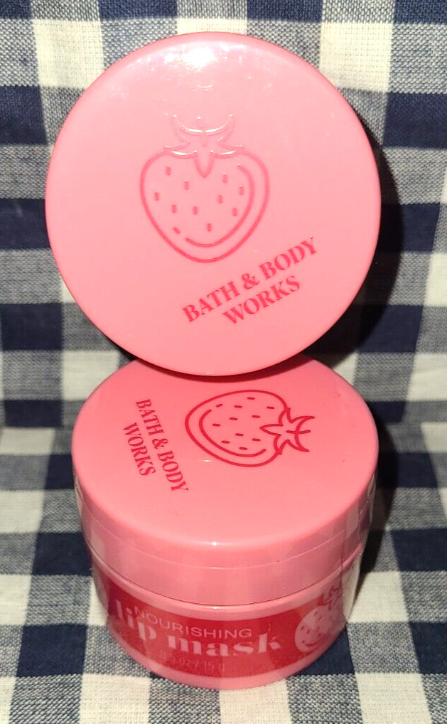 NEW 2-Pack STRAWBERRY POUND CAKE Nourishing Lip Mask 0.73 oz Bath & Body Works