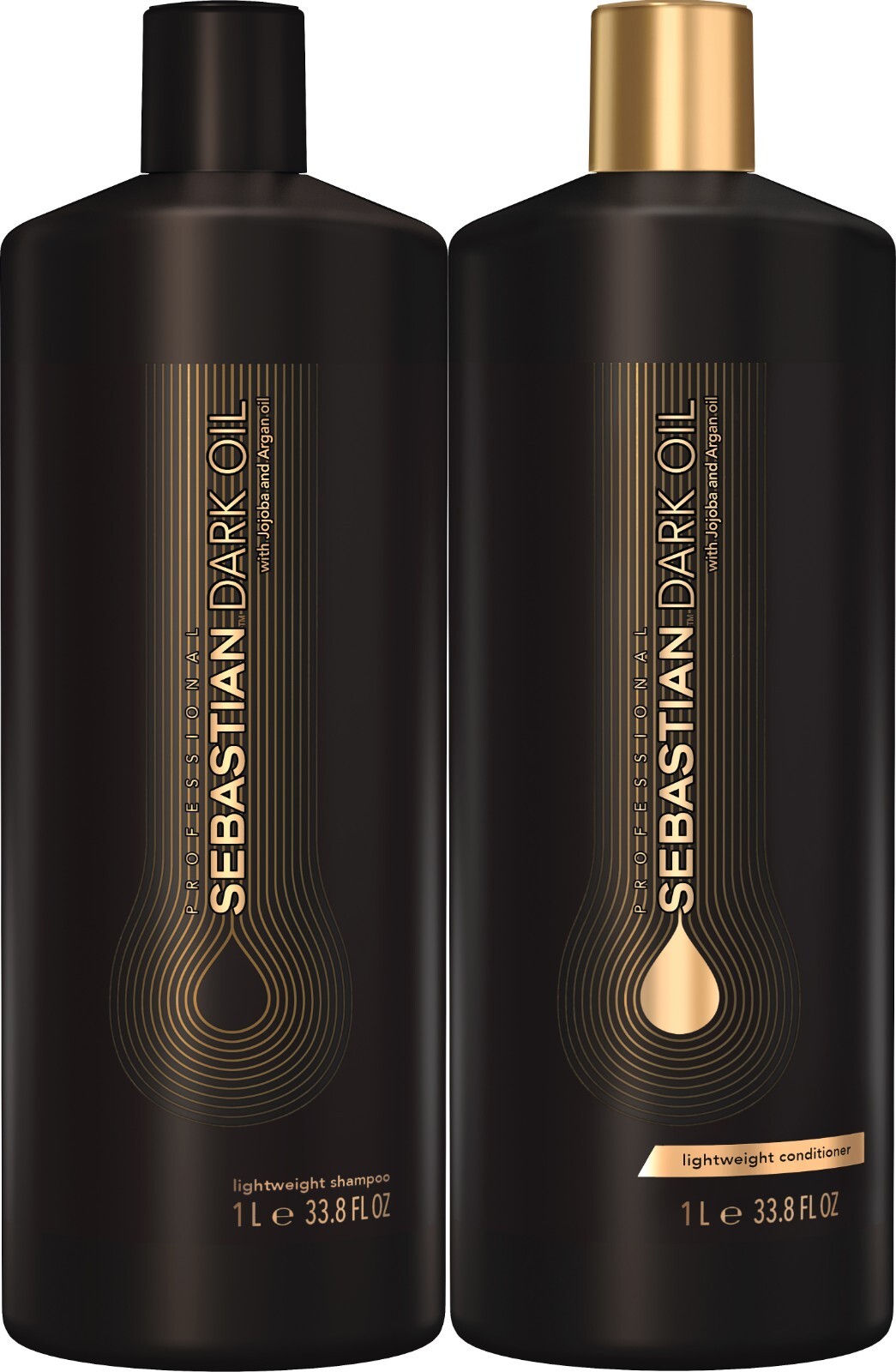 (2 PACK) Sebastian Dark Oil Lightweight Shampoo and Conditioner, 33.8 oz