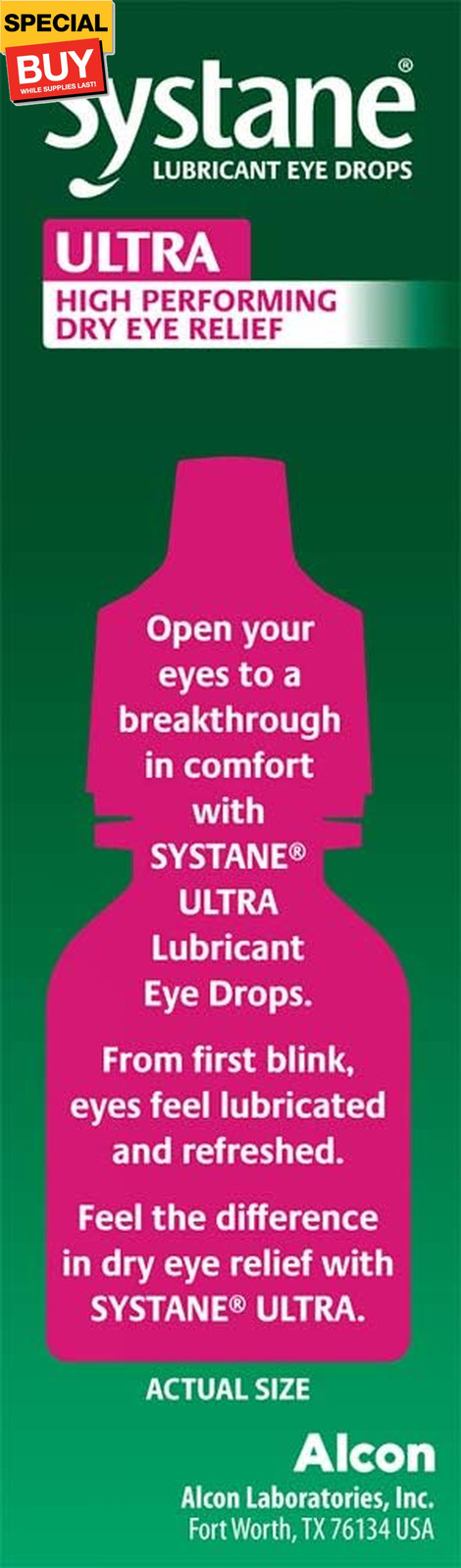 Ultra Lubricant Eye Drops, Artificial Tears for Dry Eye, Twin Pack, 10-mL Each