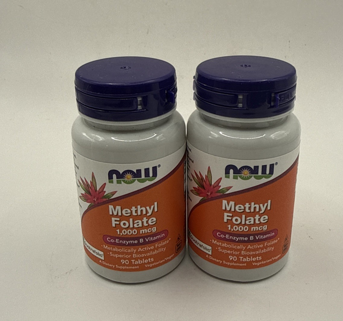 Lot Of 2 NOW FOODS Methyl Folate 1000 mcg 90 Tablets Each BB 6/26