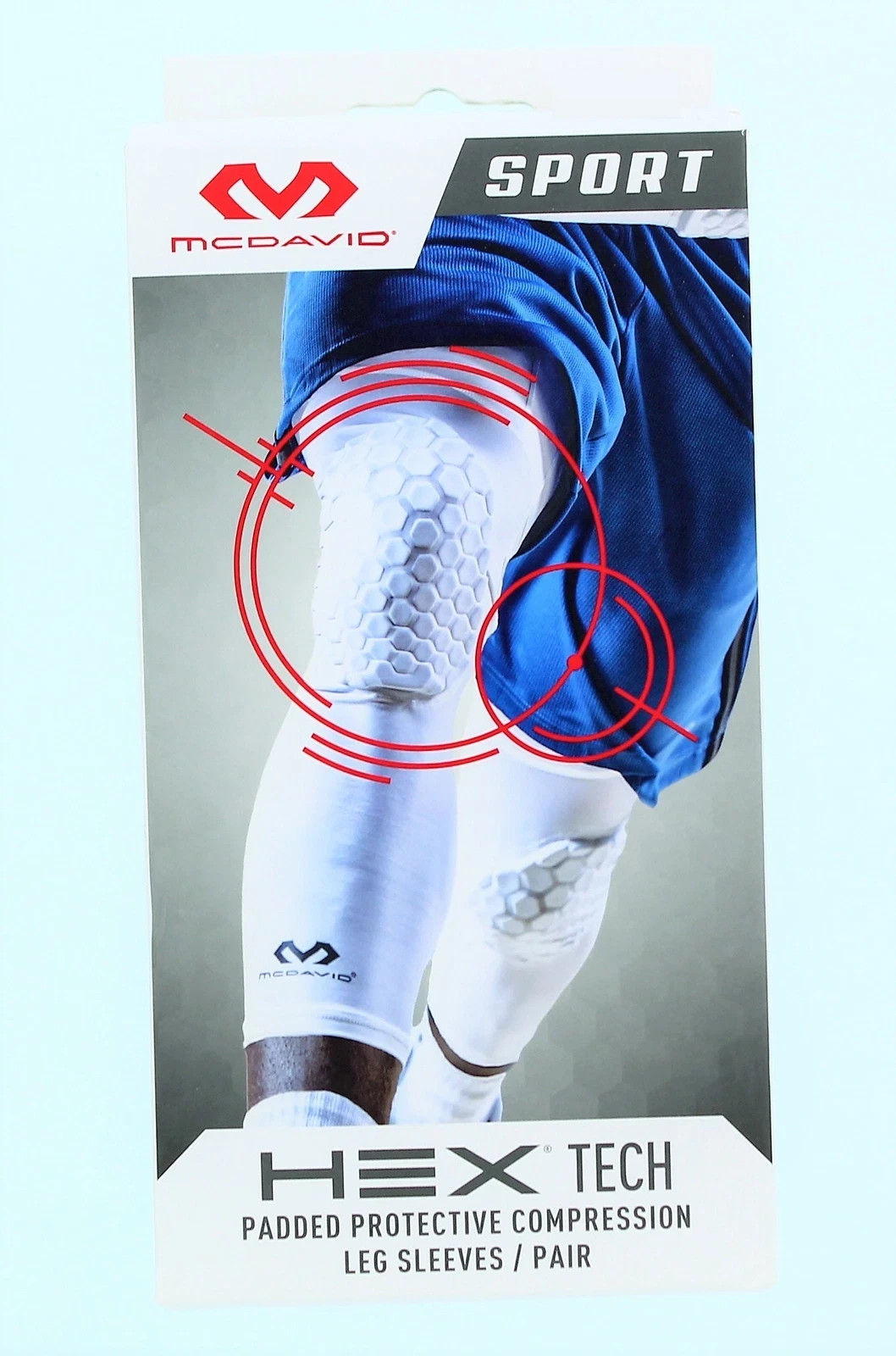 McDavid Sport HEX Tech Padded Protective Compression Leg Sleeve Sz. S/M (White)