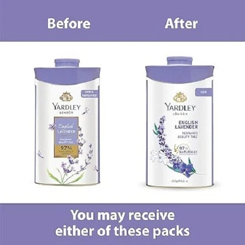 Yardley London English Lavender Perfumed Talc for Women, 250g | Pack of 2