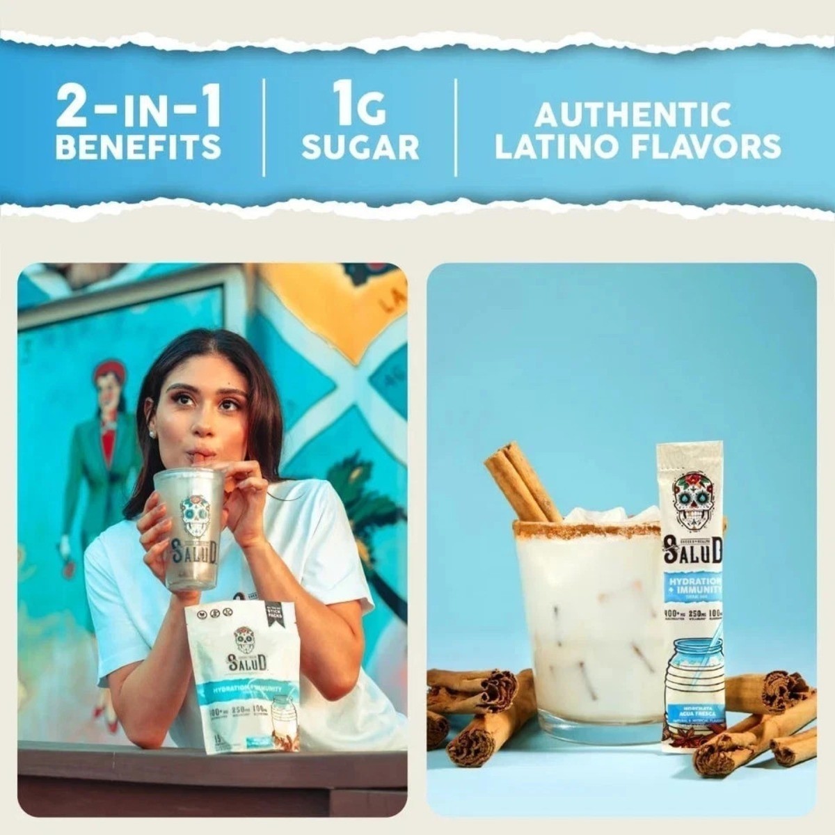 2 PACKS—NEW LUXRY Salud 2-in-1 Hydration & Immunity Electrolyte Powder. Vegan
