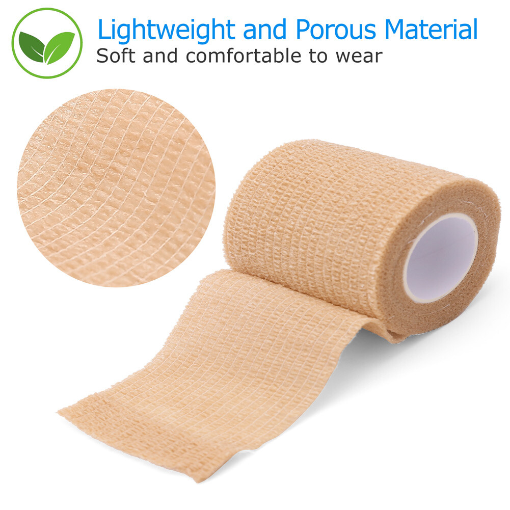 Self Adherent Cohesive Bandages Wrap 1″ 2″ 3″ 4″ x 5 Yards Adhesive Medical Tape