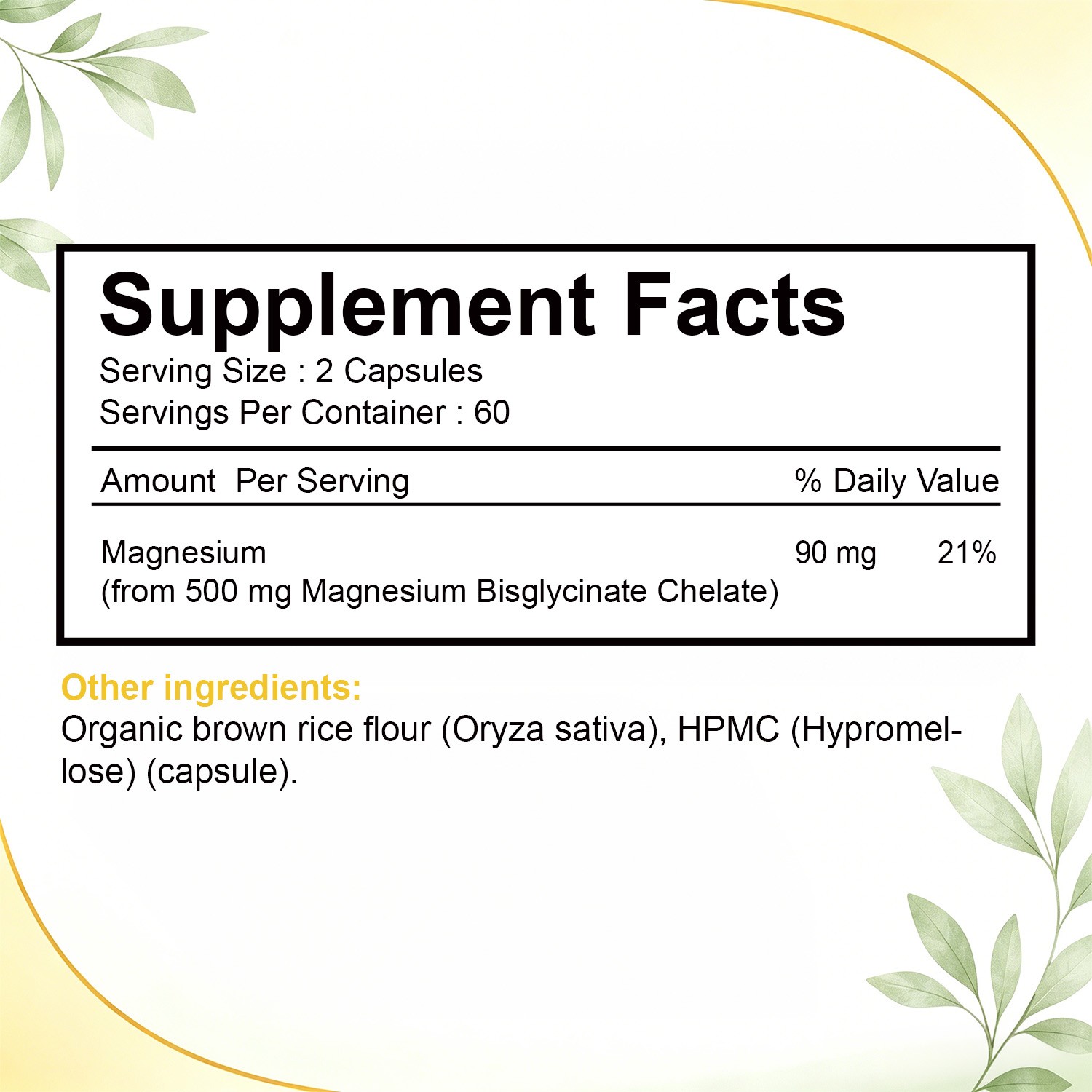 Magnesium Glycinate High Absorption Calm Relax Muscle Bone Wellness Support
