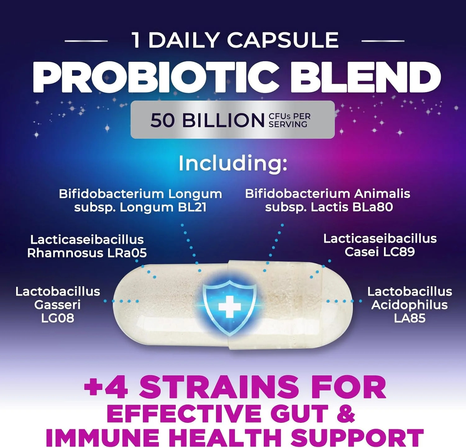Probiotics 50 Billion CFU Per Capsule -10 Premium Strains+Digestive Enzymes
