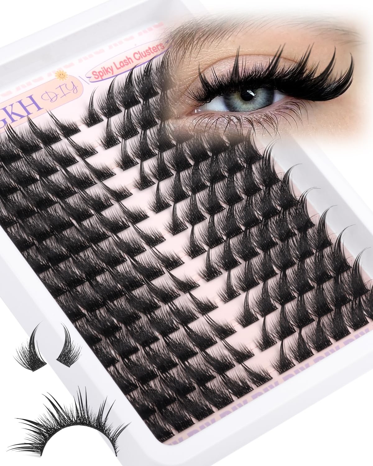 YDAGKH Lash Clusters Fox Eye Spikes Eyelash 144 count (Pack of 1), Black