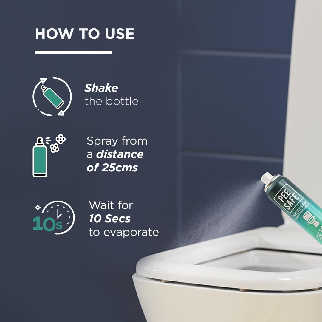 Pee Safe Toilet Seat Sanitizer Spray 50ml – Mint Pack Of 2 Reduces UTI & Other