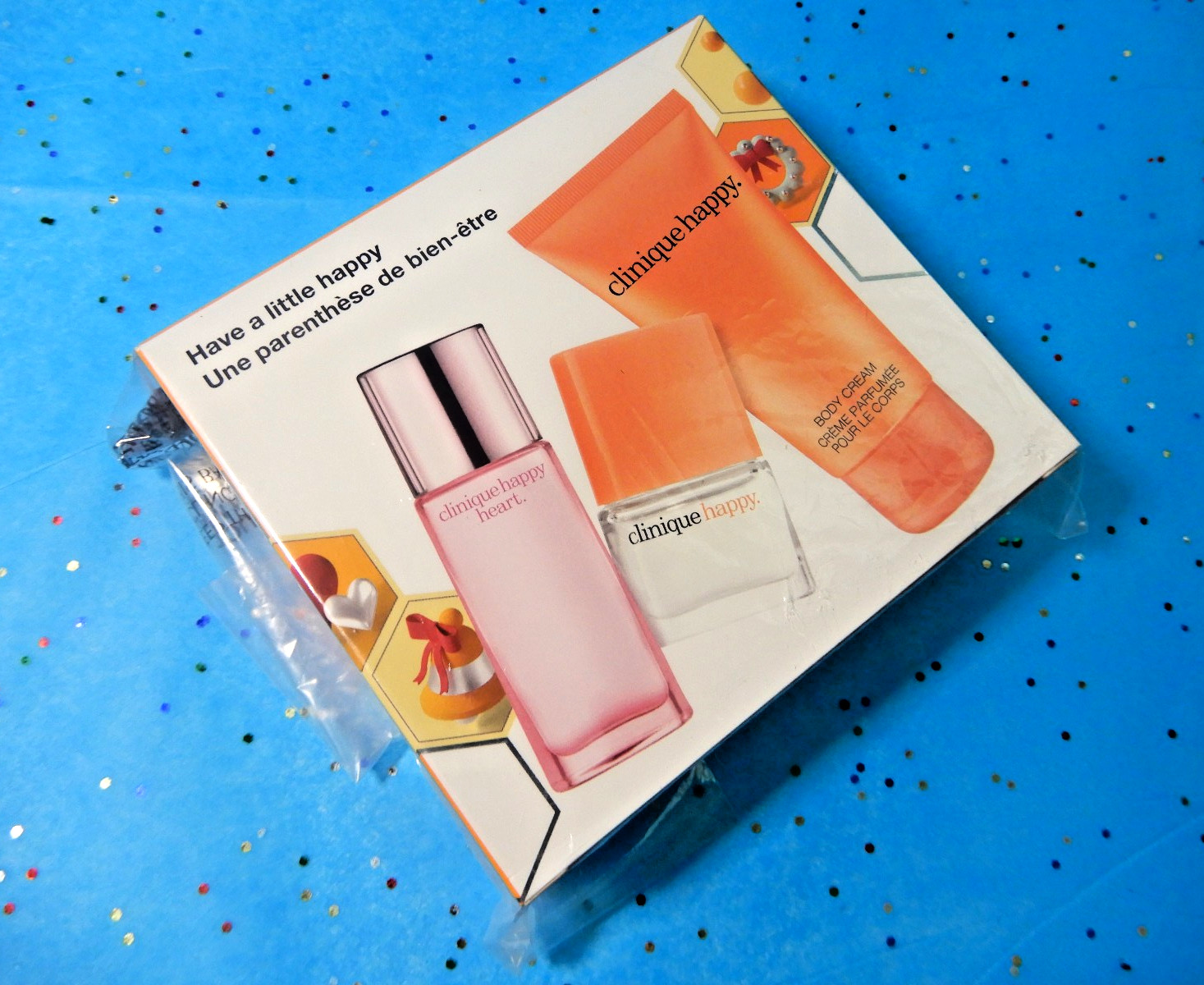 Clinique Have A Little Happy Set ~Happy Heart Perfume ~Happy Perfume ~Body Cream