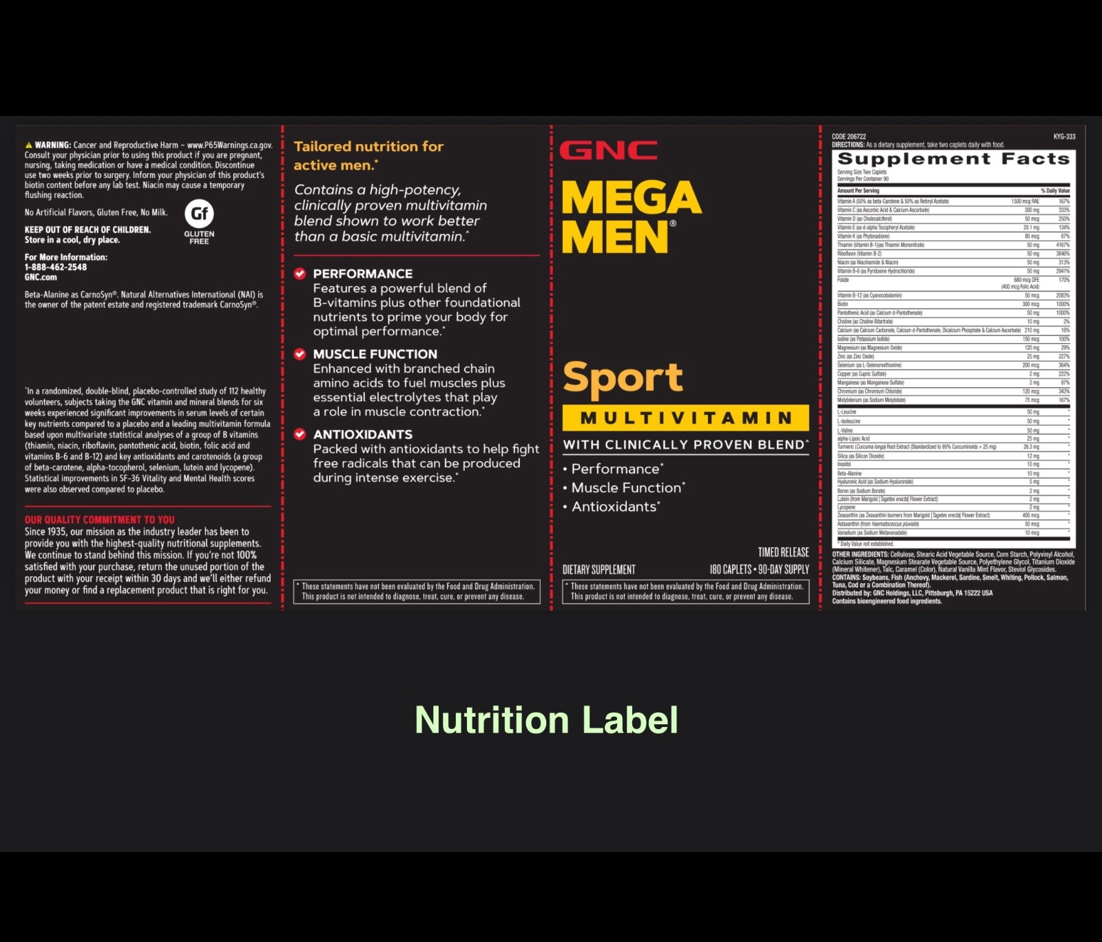 180ct, GNC MEGA MEN® SPORT: A CLINICALLY STUDIED MULTIVITAMIN^