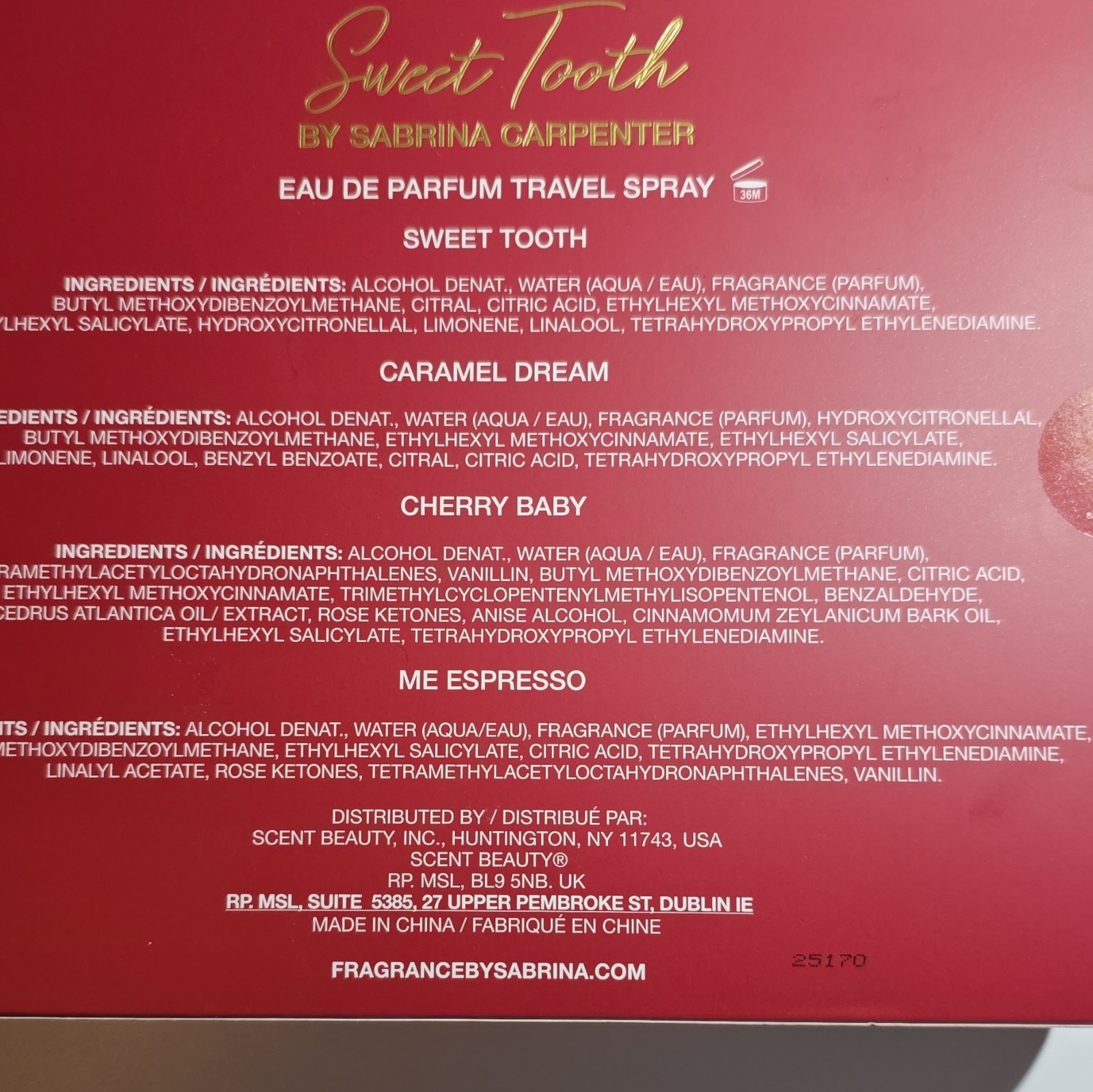 Sabrina Carpenter Sweet Tooth EDP Travel Spray 0.33 fl oz Caramel Dream