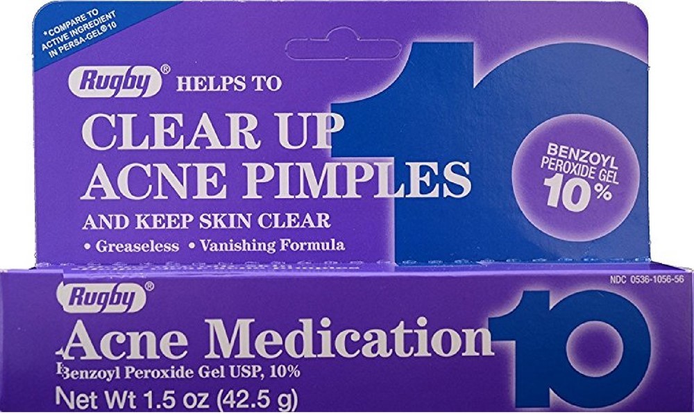 Rugby Acne Medication Gel Benzoyl Peroxide 10% -1.5oz -6 Pack -Exp Date 10-2025