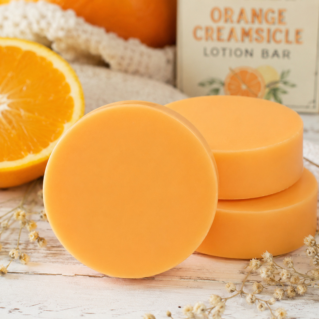 Orange Creamsicle Lotion Bar | Handmade Beeswax Moisturizer for Dry Summer Skin