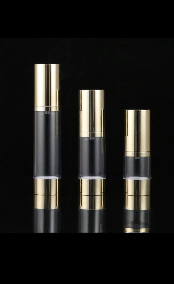 3-Pack Airless Pump Bottles- Gold – 3 Sizes – 0.5oz. 1oz. & 1.7oz. (15/30/50ml)