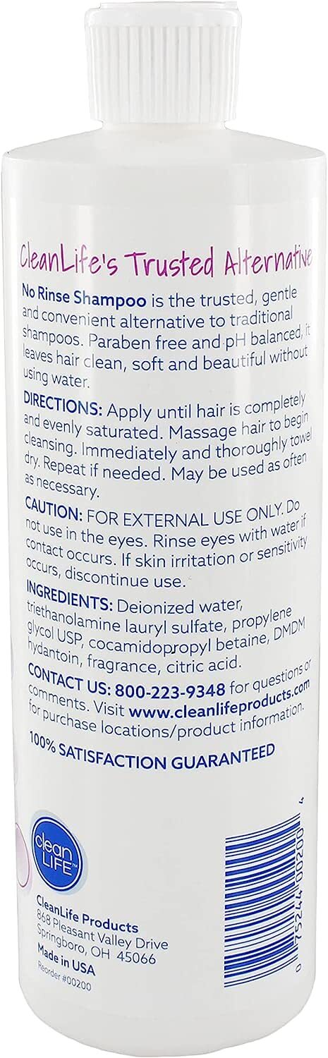 No-Rinse Shampoo, 16 fl oz – 2 Pack, Clean and Odor-Free, Rinse-Free Formula