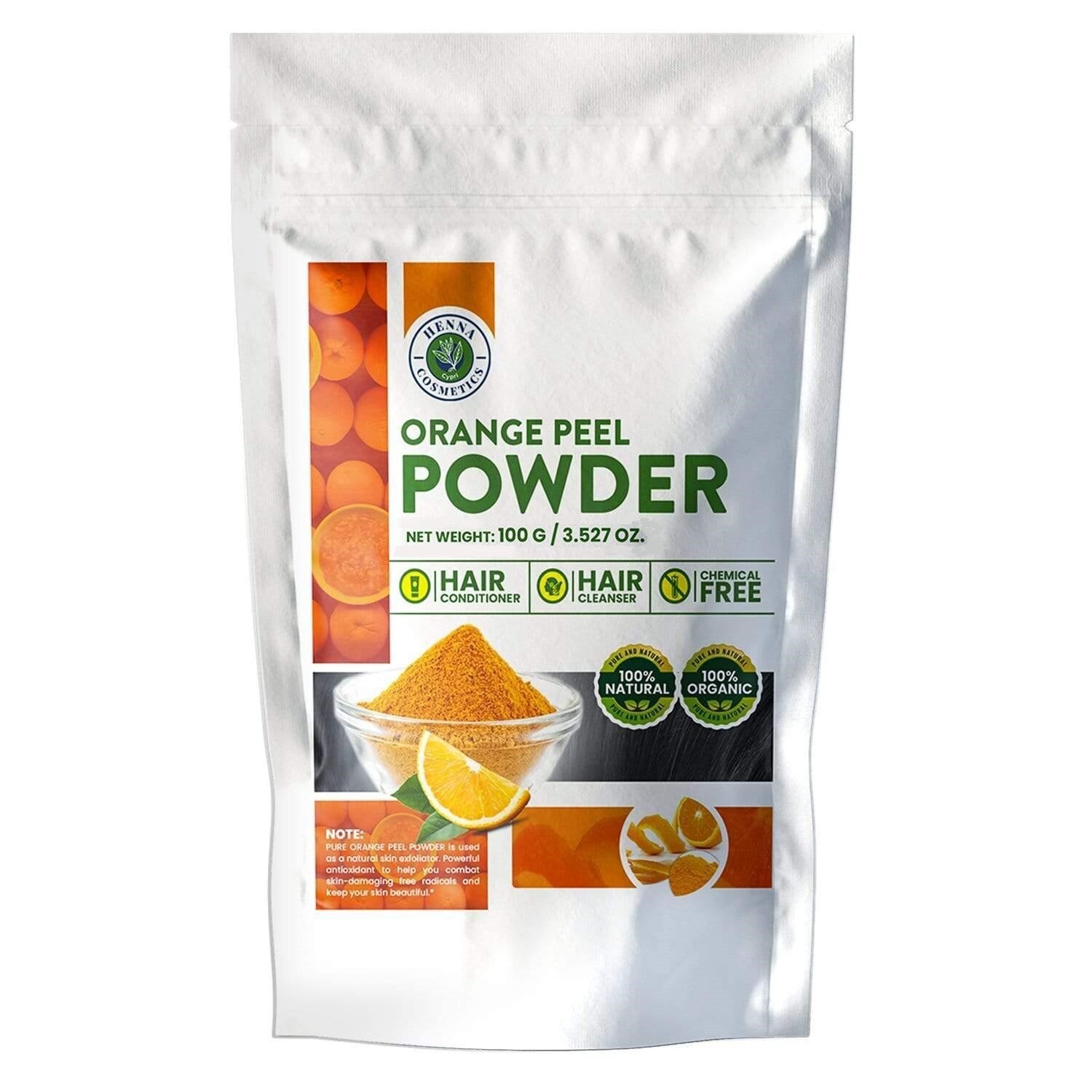 Orange Peel Powder for Hair and Skin Care | 100 Grams (3.53 Ounces)