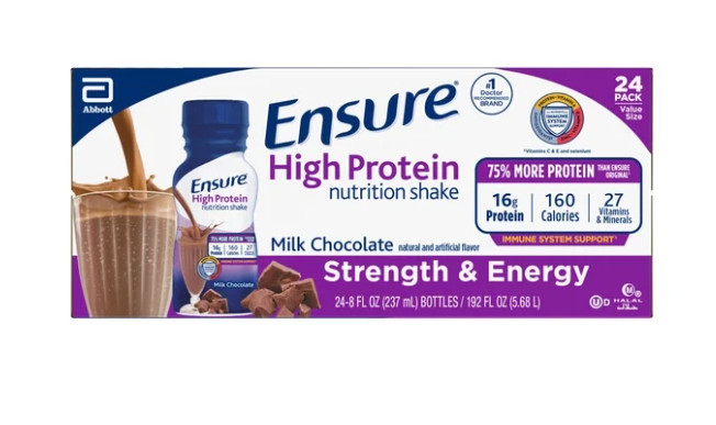 Ensure High Protein Nutrition Shake, Milk Chocolate, 8 fl oz, 24 Count