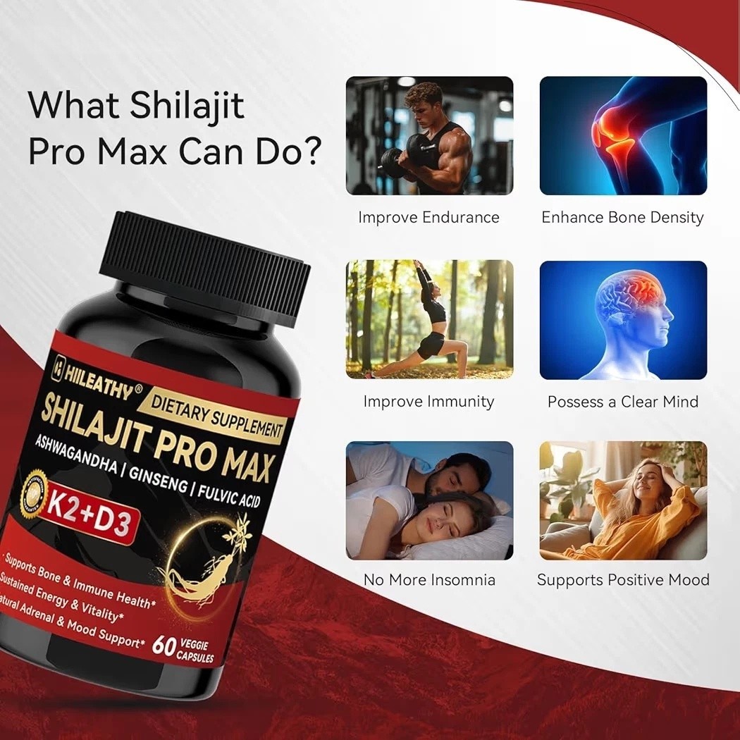 HIILEATHY Shilajit PRO MAX Supplements-Ashwagandha, Boost Energy, New & US Stock