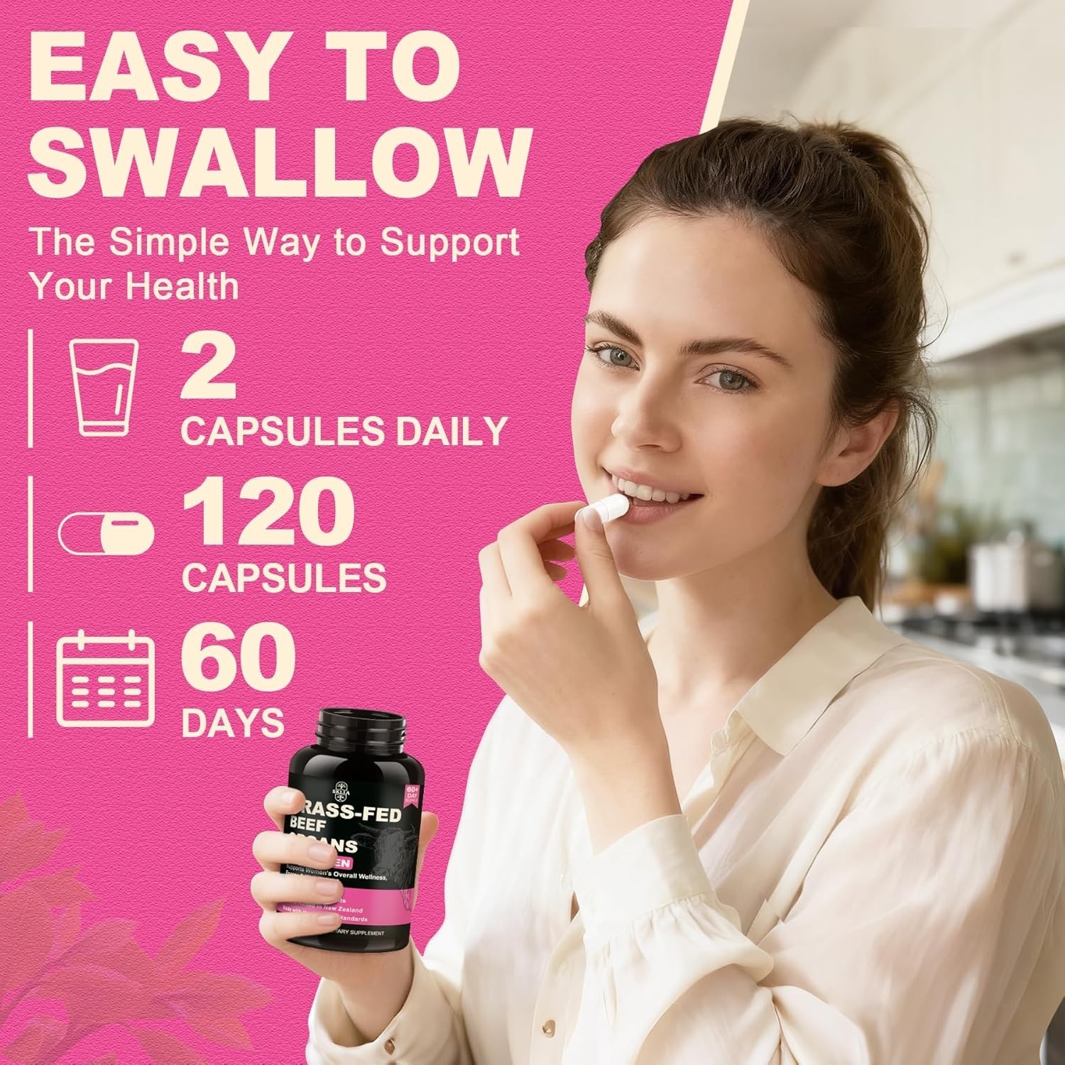 SKLIA Beef Organ Supplement for Women – Beef Liver, Kidney, Heart, Uterus Tis…