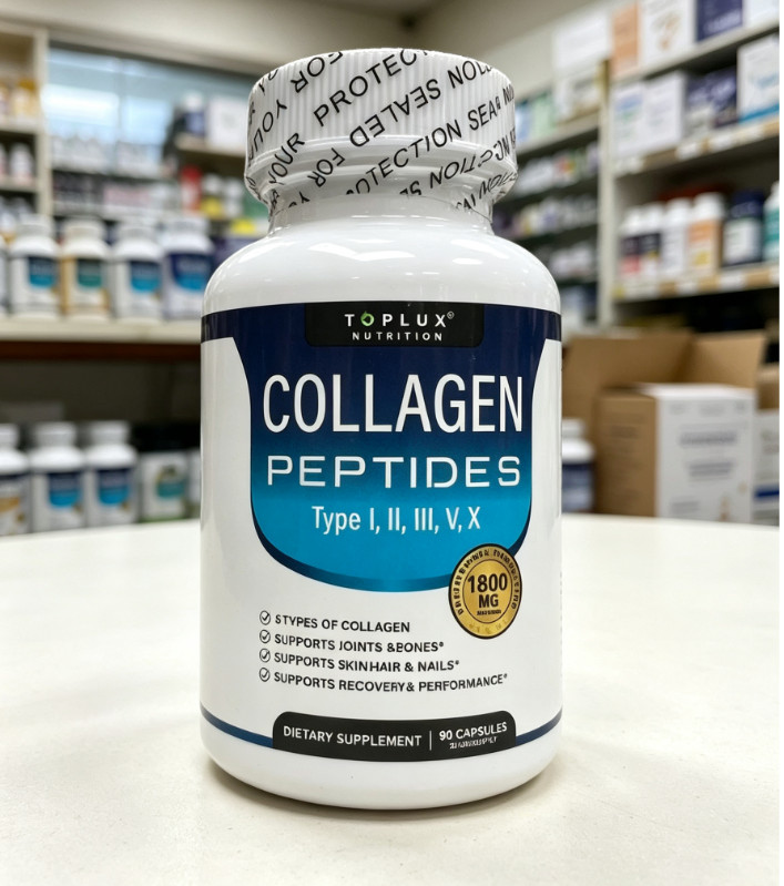 Toplux Multi Collagen Peptides Pills 1800 Mg Complex – Type I, II, III, V, X Pre