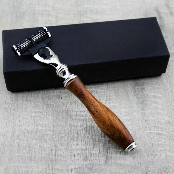 Custom Wood handle Hand Made Gillette Mach 3 Compatible Razor