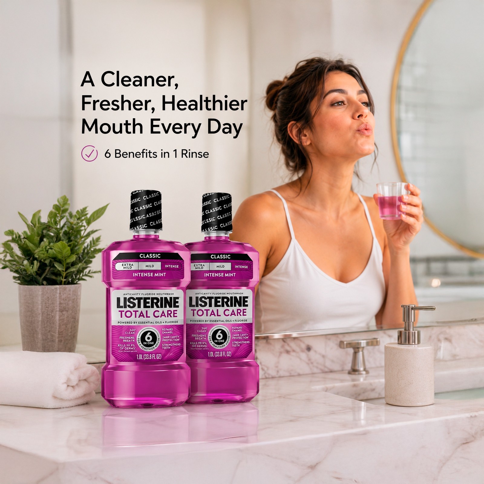 Listerine Total Care Intense Mint Anticavity Fluoride Mouthwash 2 x 1L