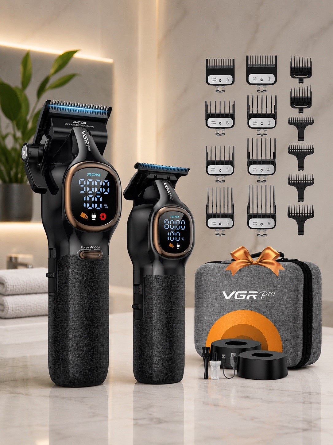 VGRPRO Professional Hair Clippers for Men, Professional Barber Clippers and T…