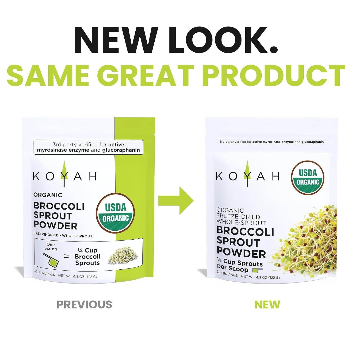 Organic Broccoli Sprout Powder, Freeze-dried: 36 Servings | Grown, 1 Scoop =…