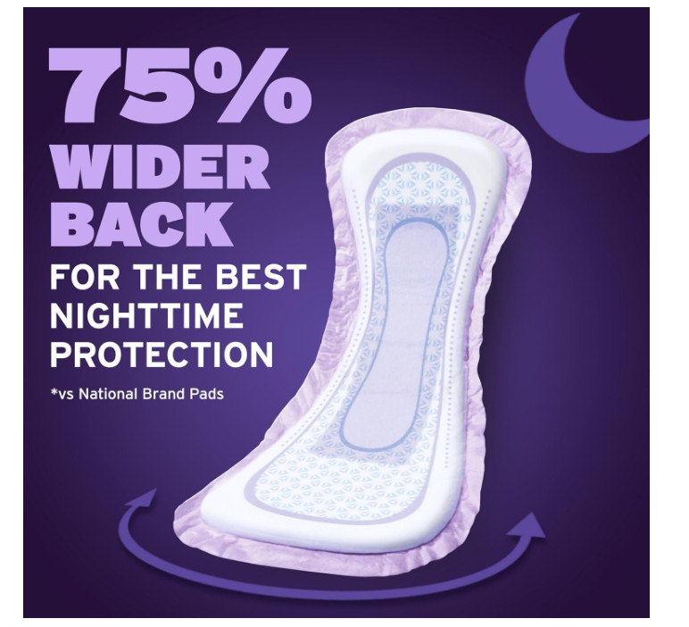 Poise Overnight Incontinence Pads 96 Count 8 Drop Extra Coverage Women
