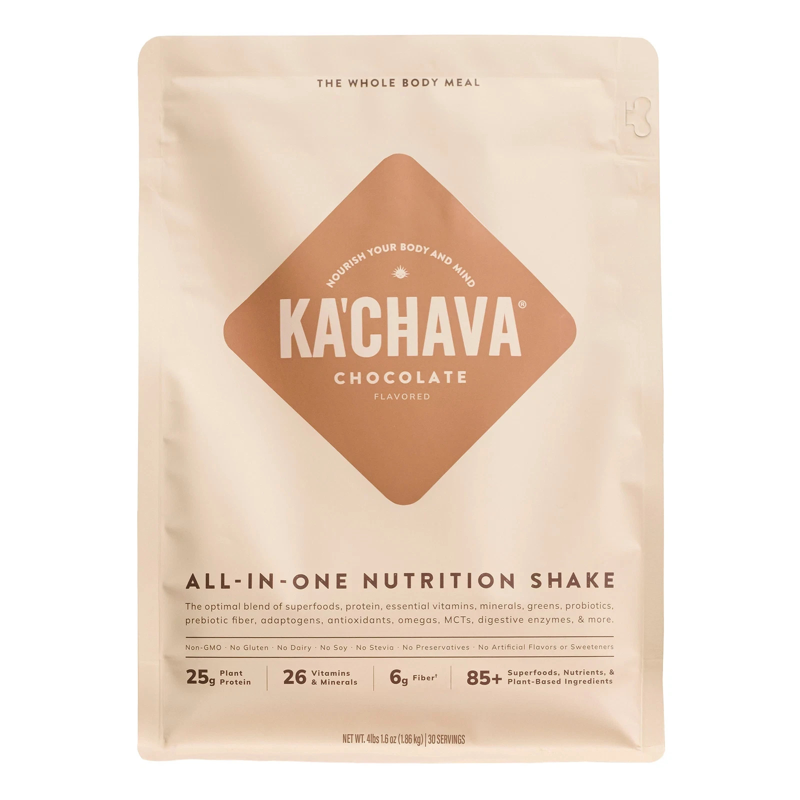 KaChava Meal Replacement Powder Protein Shake, Chocolate, 30 Servings, 4.16 LB