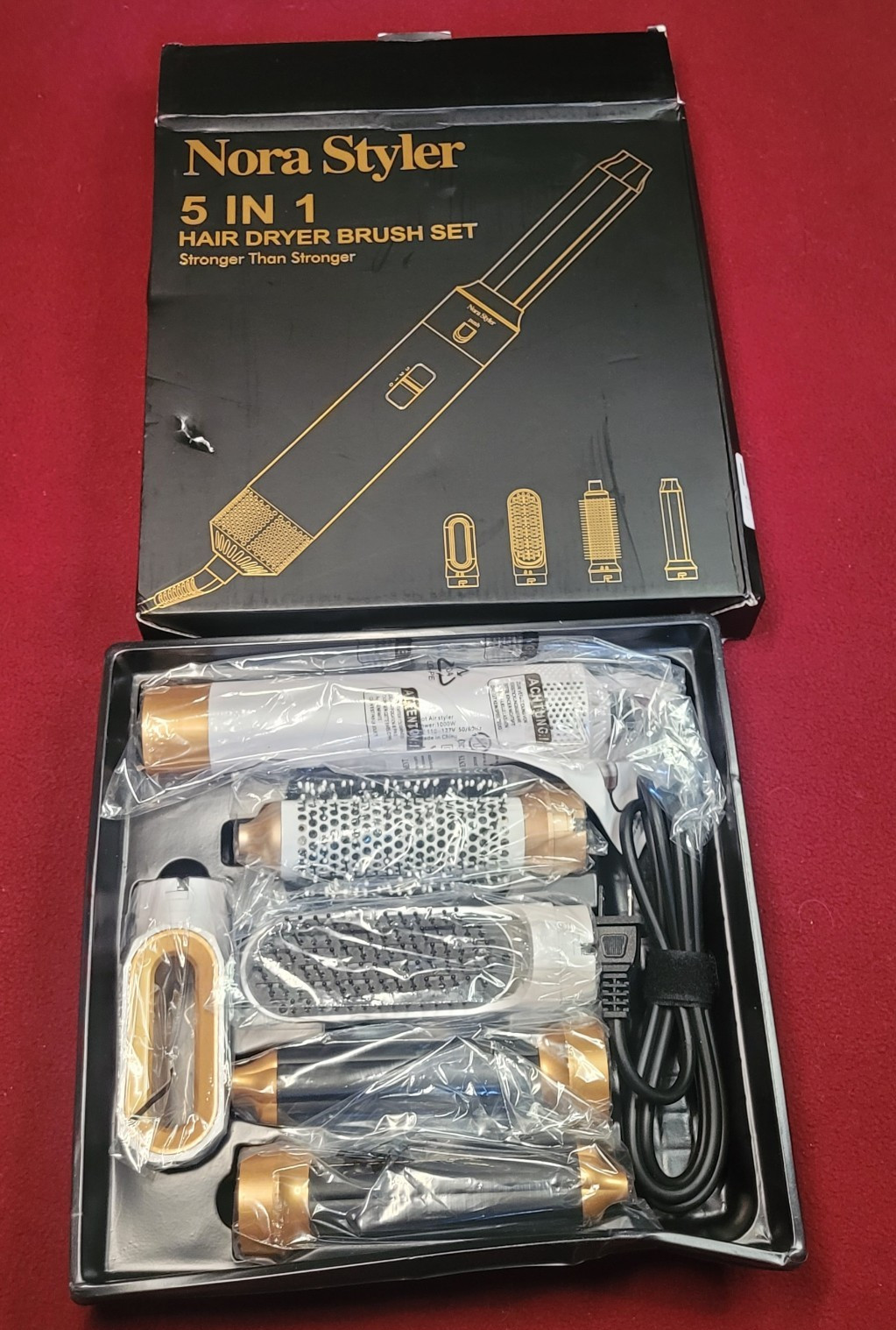Nora Styler 5-in-1 Hair Dryer Brush Set Electric Brush Dryer White/Gold