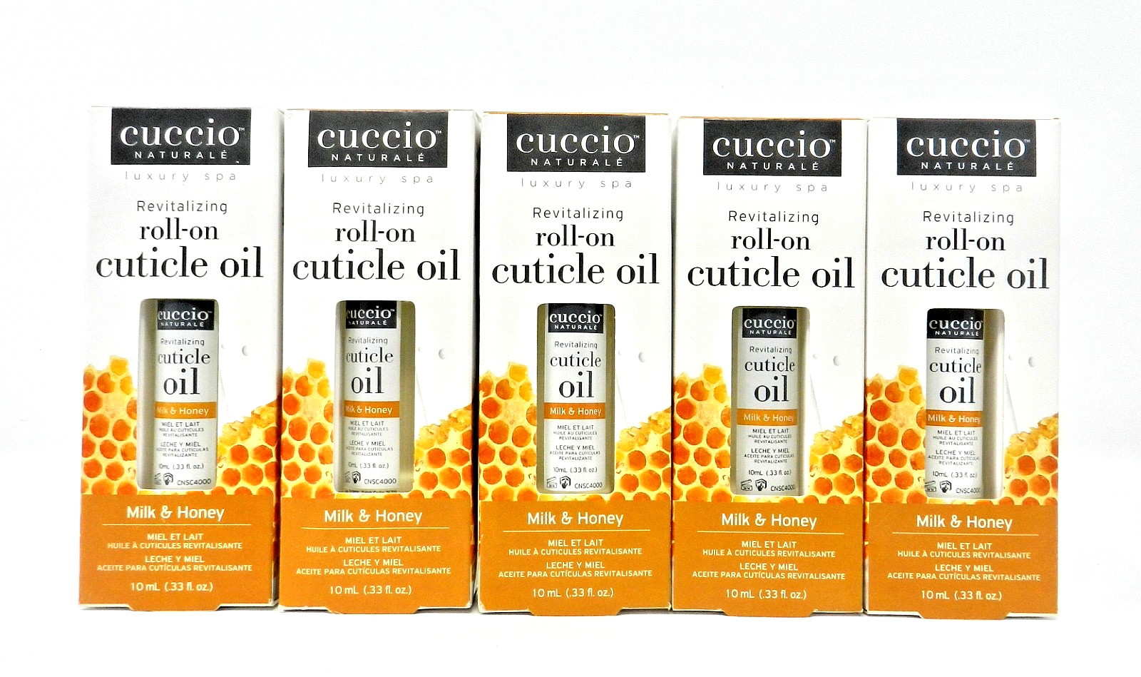 Cuccio Naturale Revitalizing Roll-On Cuticle Oil Milk & Honey 0.33 oz 5 Pack