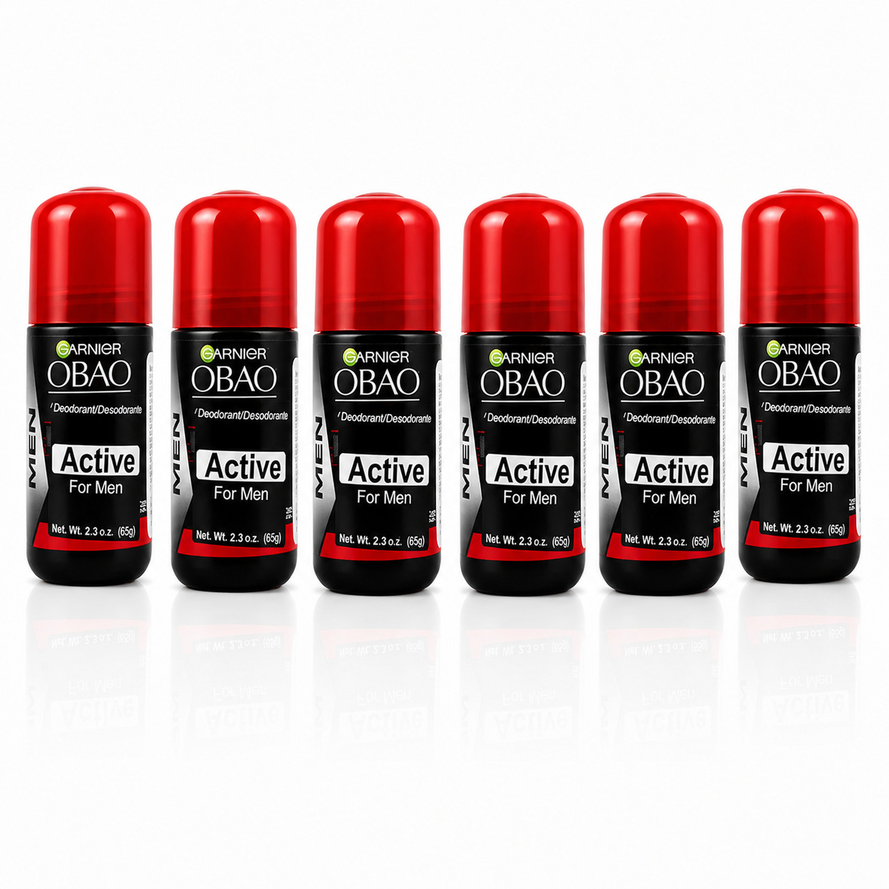 Obao Classic Roll-On Deodorant for Men 2.3 oz Red 6 Pack