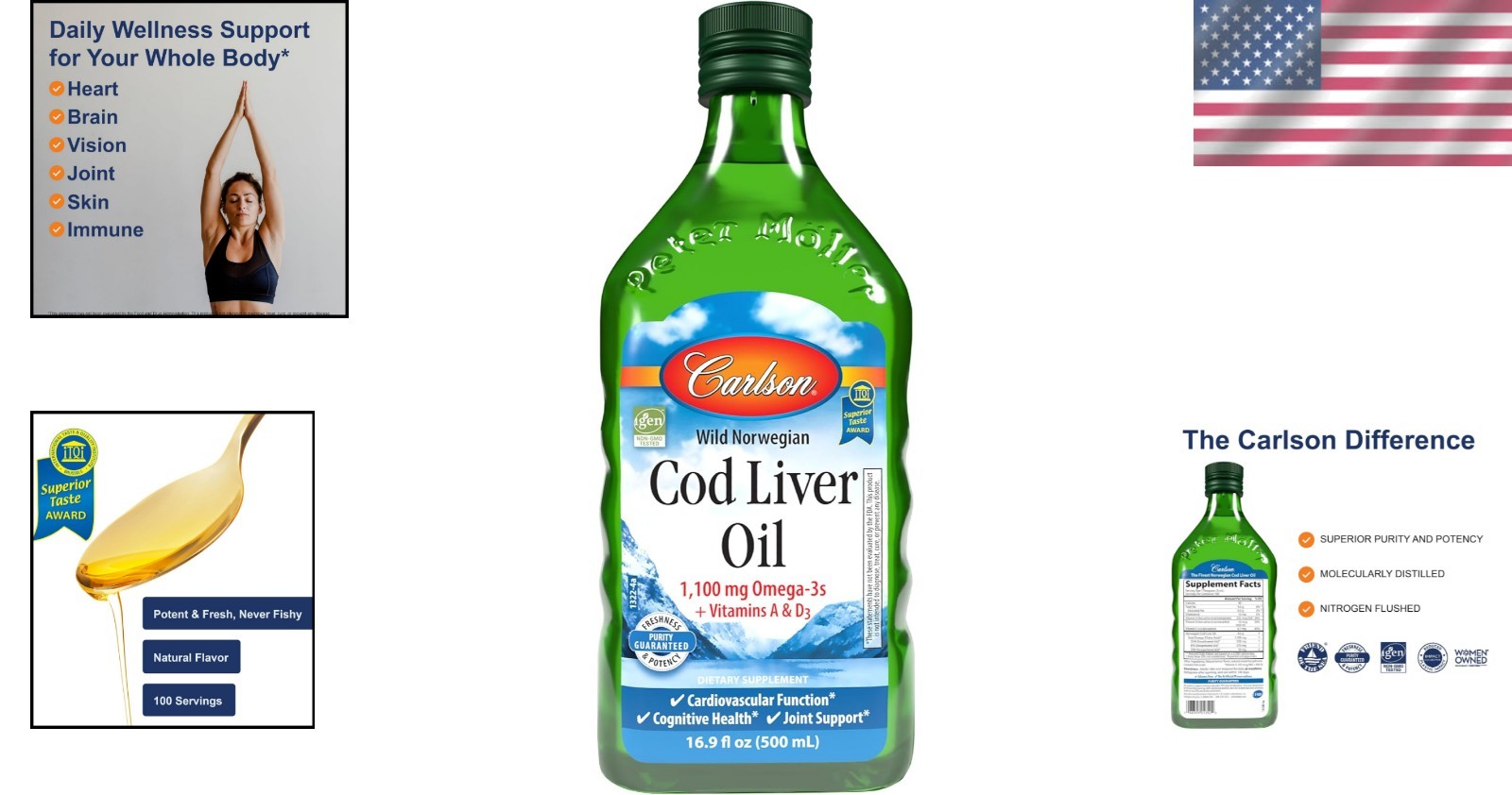 Sustainably Sourced Cod Liver Oil – 1100 mg Omega-3s for Heart & Joint Health