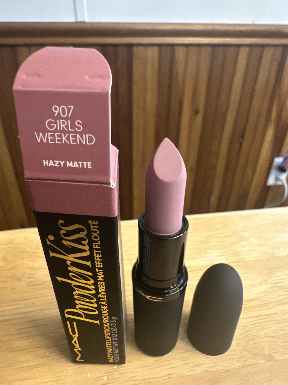 MAC Powder Kiss HAZY MATTE Lipstick 907 GIRLS WEEKEND Full Sz 0.12 Oz BNIB