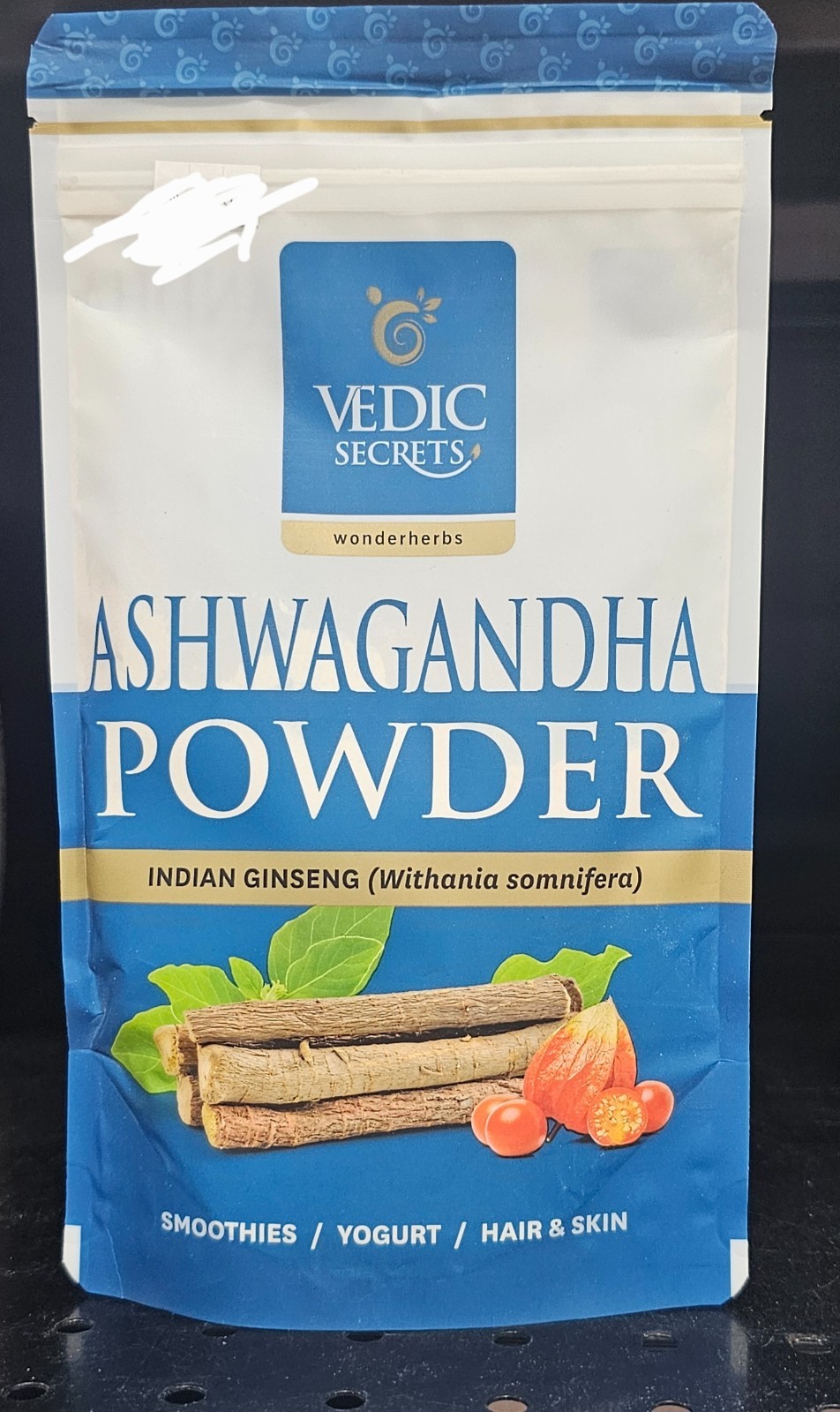 Vedic Secrets Ashwagandha Powder 7oz by WonderHerbs | Organic Adaptogen Herb