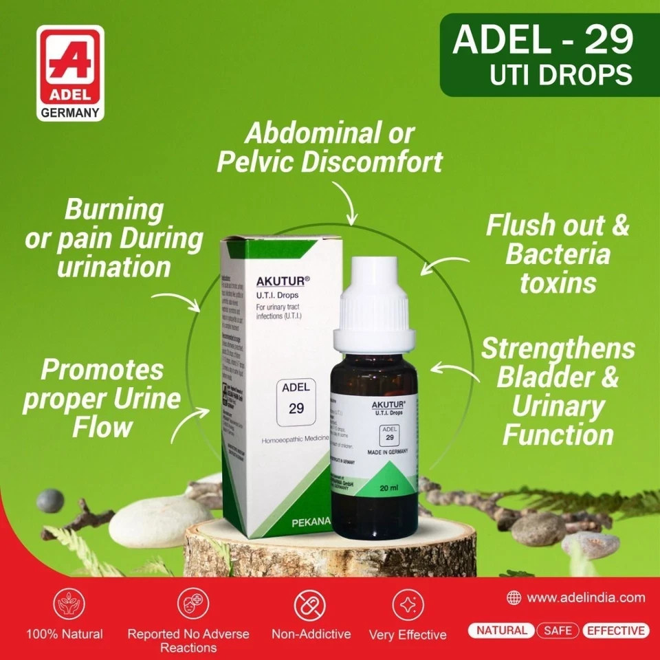 ADEL 29 UTI Drops Pack of 6 Natural Homeopathic Remedy for Urinary Tract Health