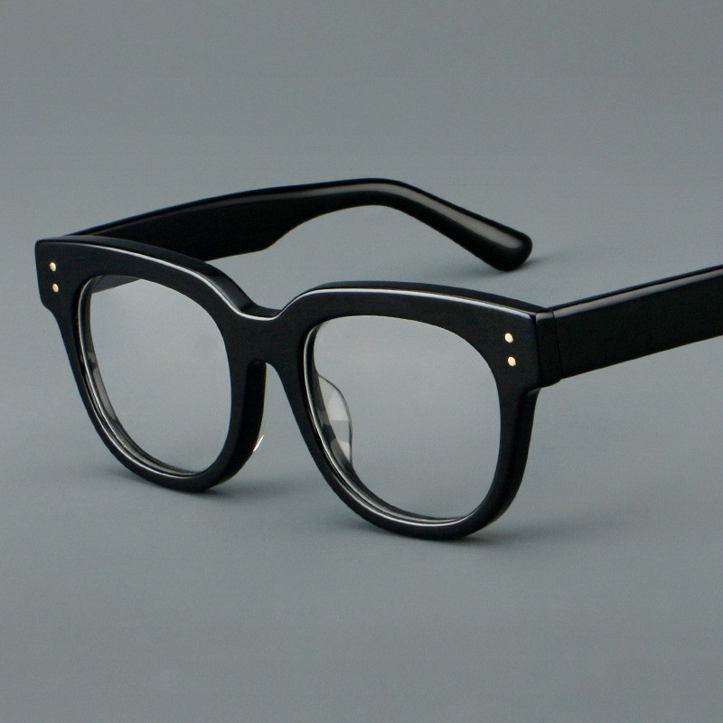 145mm Oversized Round Eyeglasses Black Acetate Frame For Women Men US Shipping
