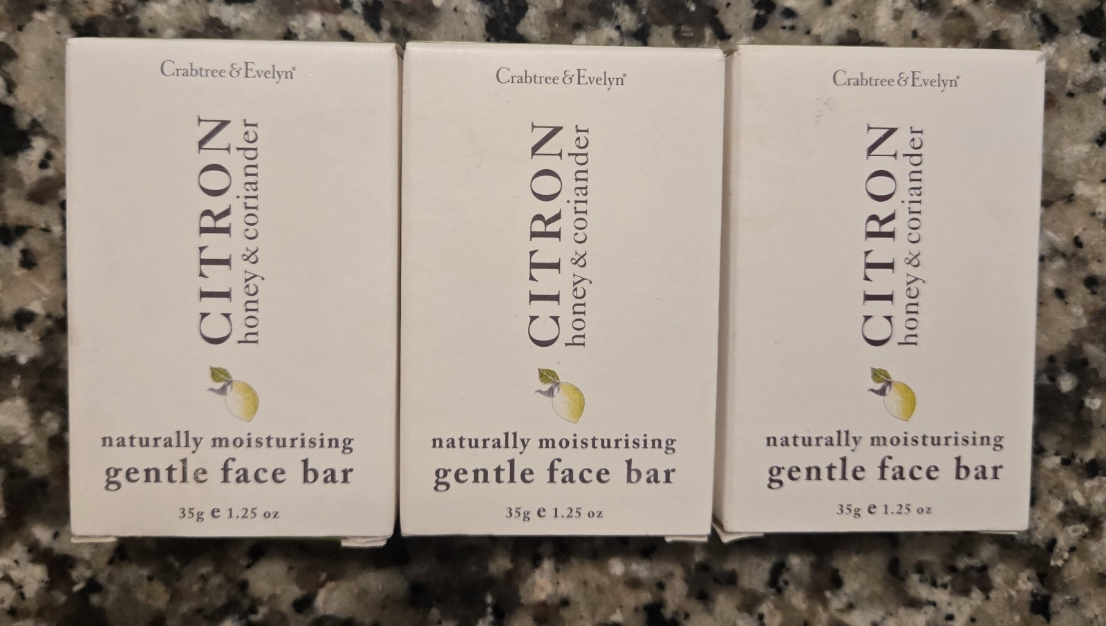 New Lot of 3 Crabtree & Evelyn Citron Honey & Coriander Face Bar 1.25oz Each