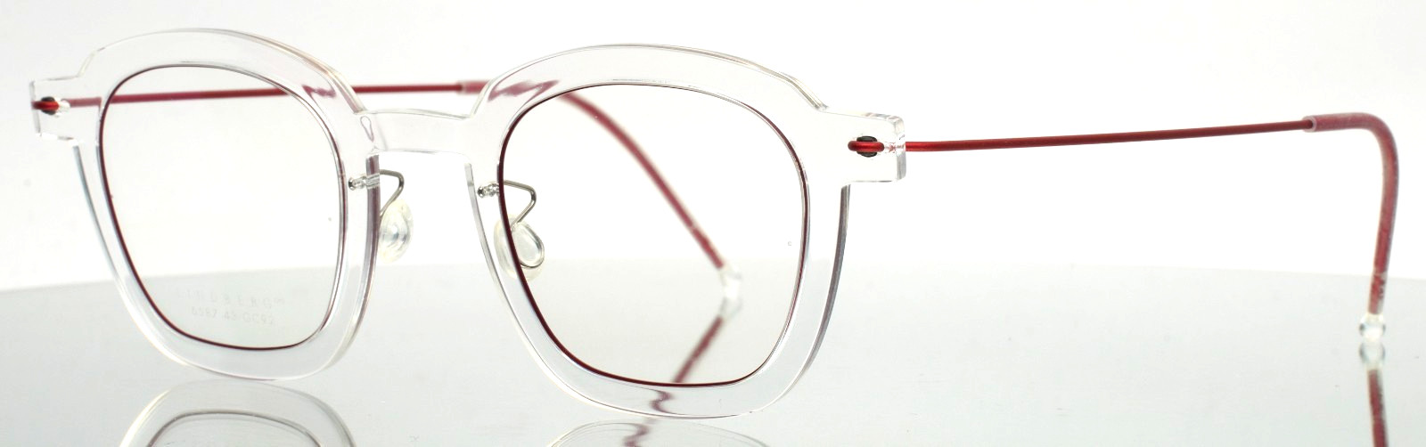 LINDBERG n.o.w. 6587 U33 Clear Red Unisex Square Eyeglasses 43-23-150 B:36