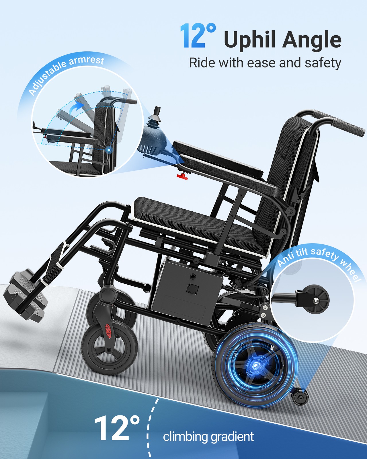 4 Wheels Mobility Scooter Power Wheel Chair Electric Device Compact for Travel